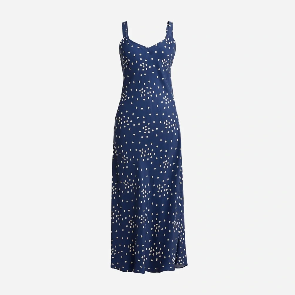 J.Crew Tall Gwyneth V neck cupro blend slip dress in tiny bloom BU120